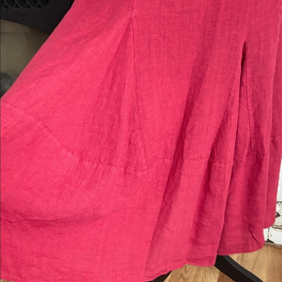 Inizio by portollc red linen blend midi sleeveless dress w cowl neck and pockets - Picture 4 of 16